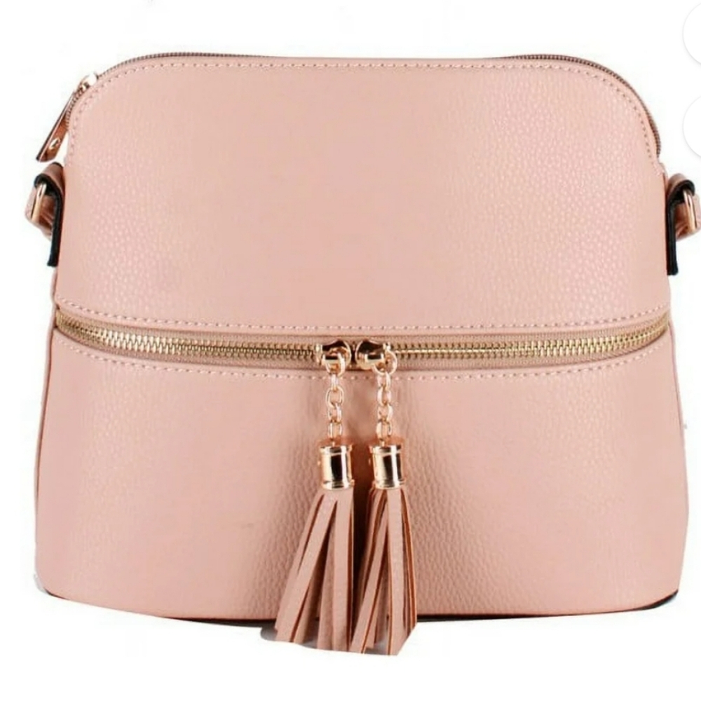 Beige Tassel Crossbody Bag